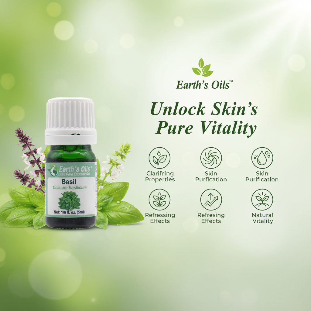 Basil Oil Skincare Banner - Earth's Oils