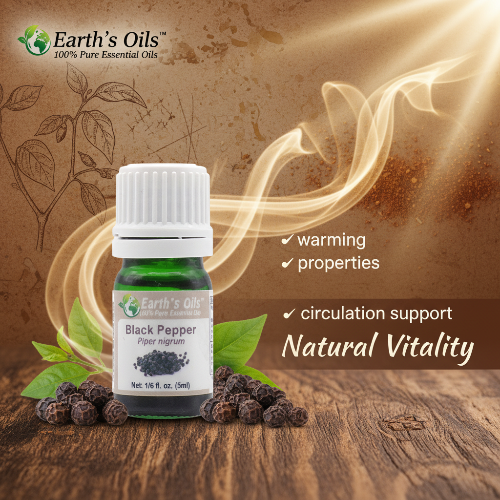 Black Pepper Oil Skincare Banner - Earth's Oils