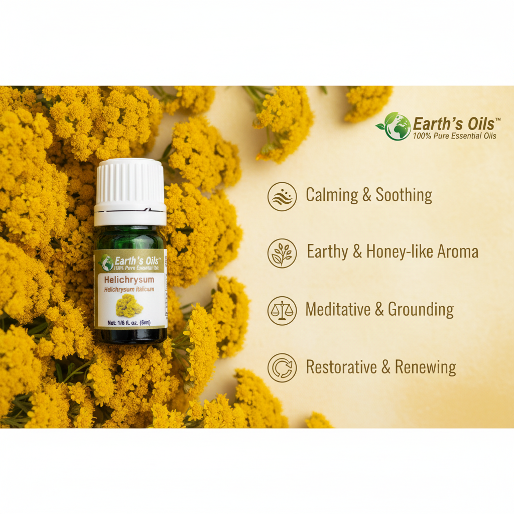Helichrysum Essential Oil Aromatherapy Banner - Earth's Oils