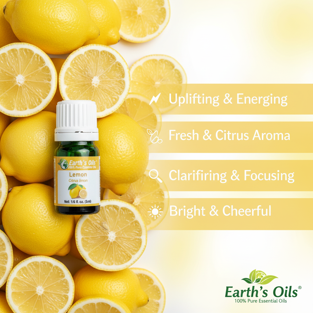 Lemon Essential Oil Aromatherapy Banner - Earth's Oils