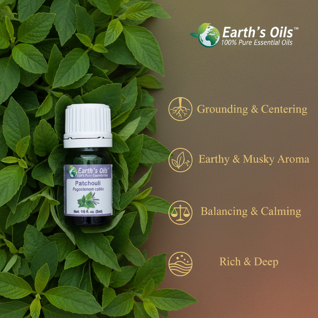 Patchouli Essential Oil Aromatherapy Banner - Earth's Oils