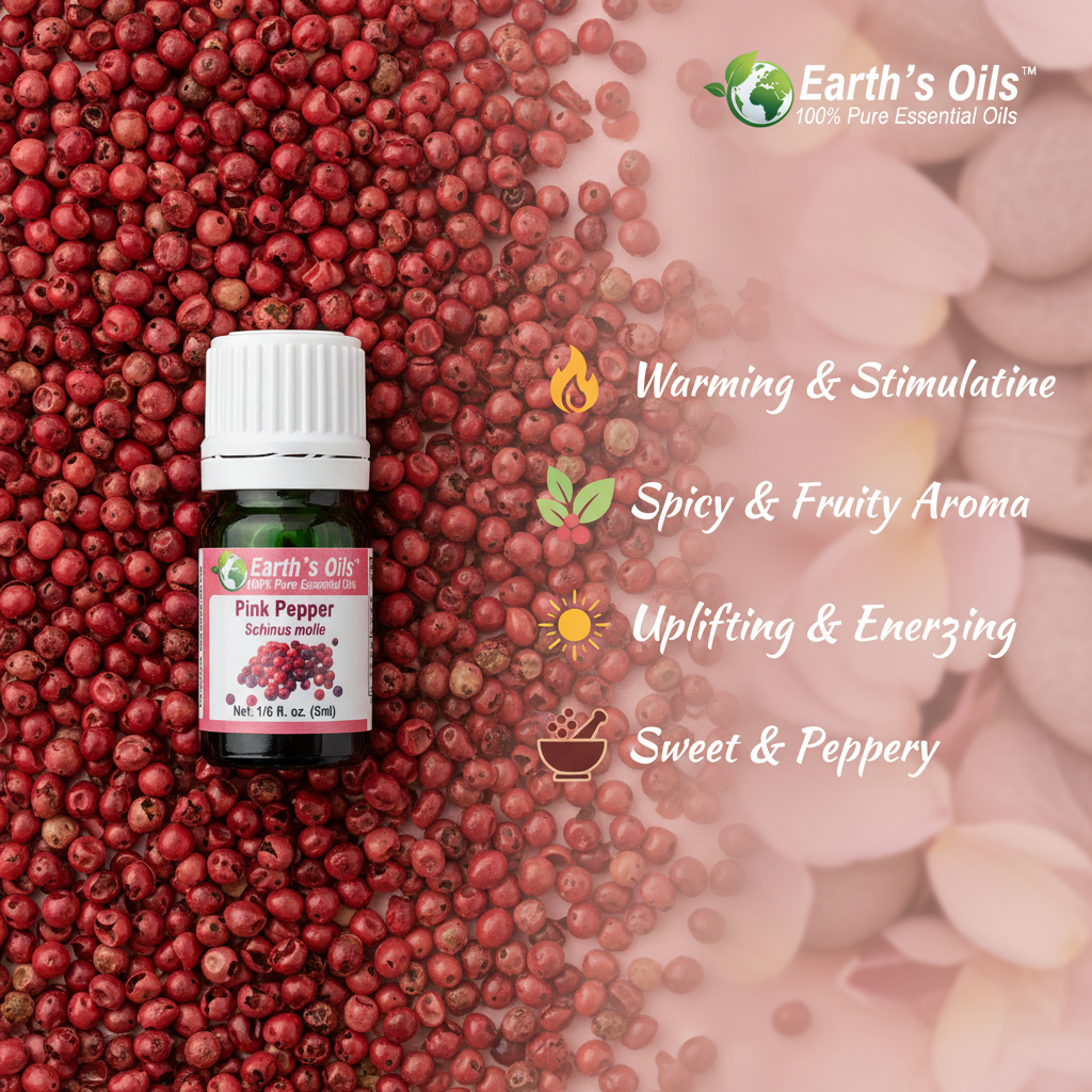 Pink Pepper Essential Oil Aromatherapy Banner - Earth's Oils
