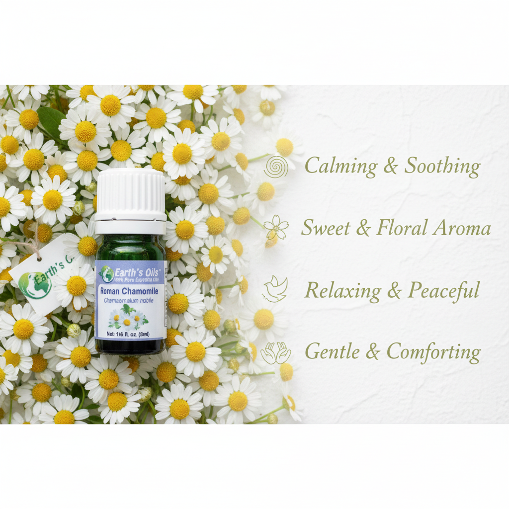 Roman Chamomile Essential Oil Aromatherapy Banner - Earth's Oils