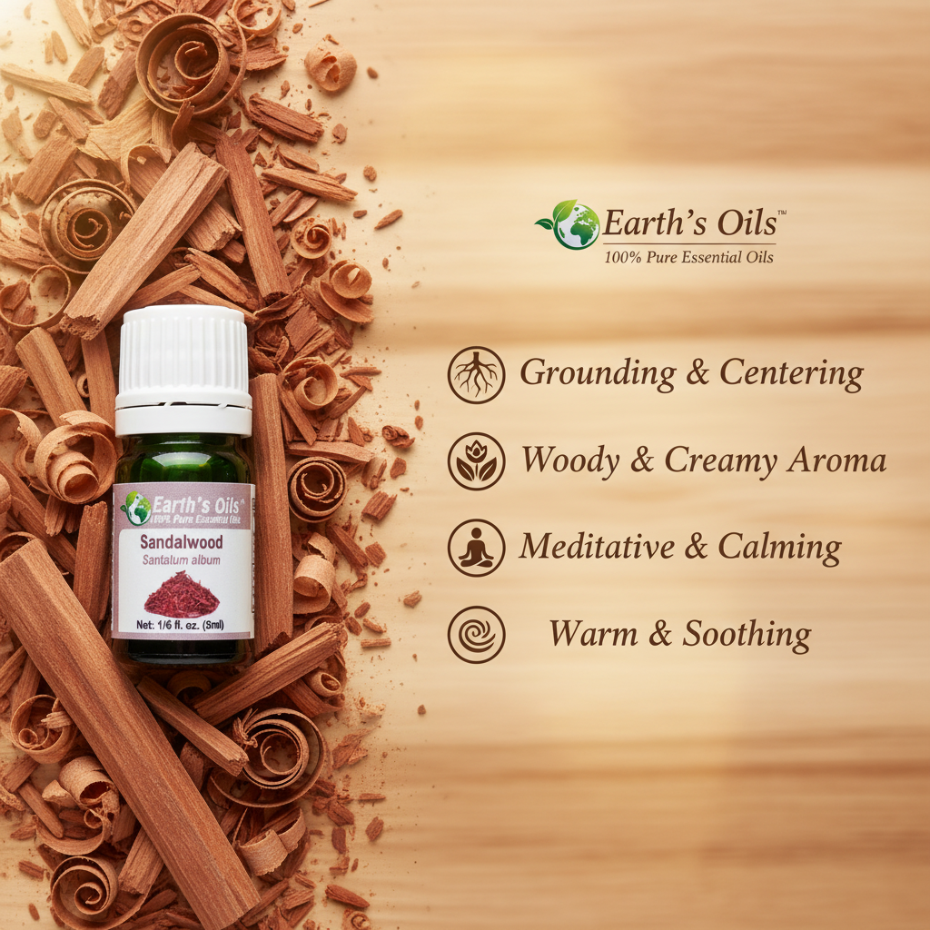 Sandalwood Essential Oil Aromatherapy Banner - Earth's Oils